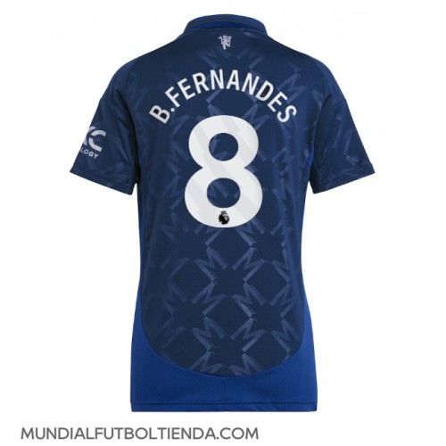 Camiseta Manchester United Bruno Fernandes #8 Segunda Equipación Replica 2024-25 para mujer mangas cortas